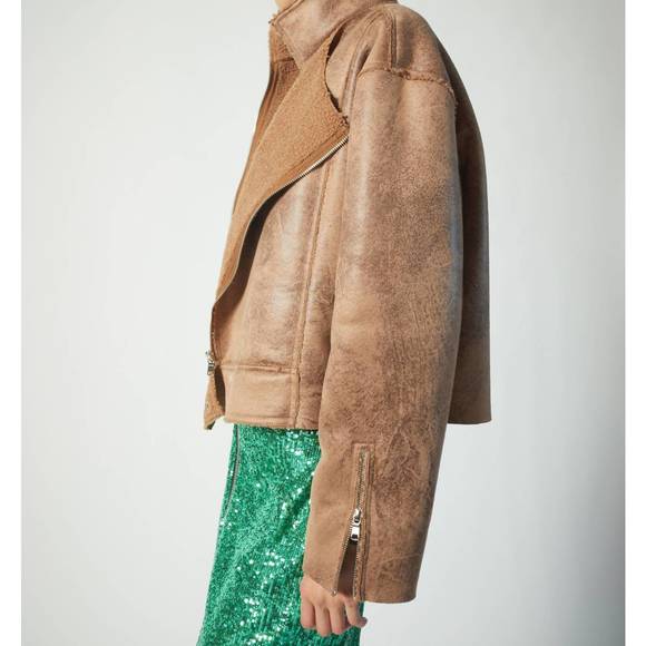 NEW SAINT ART phoebe faux sherpa jacket in camel - Picture 5 of 6